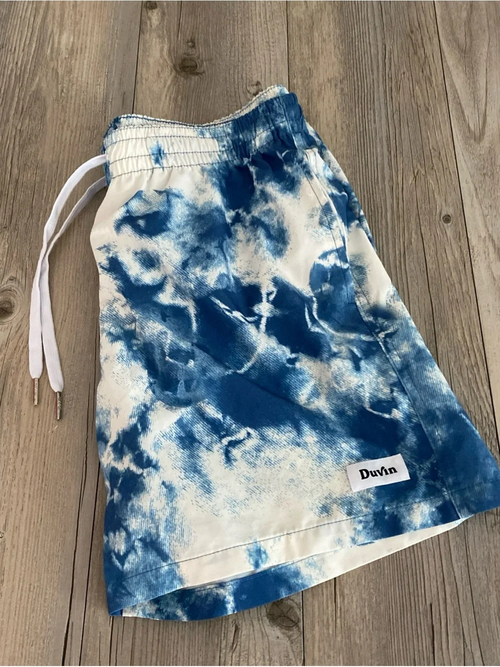 Duvin Design Co Men’s Lined Swim Shorts Trunks Storm Tie-Dye Large